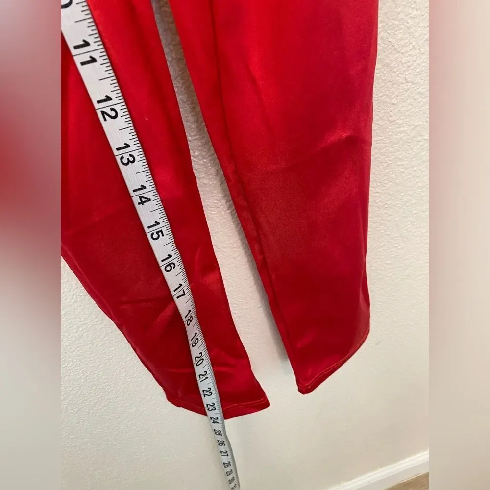 WEISSMAN Dance Costume red asymmetrical ruffl jumpsuit My Little Love 14436 XSA